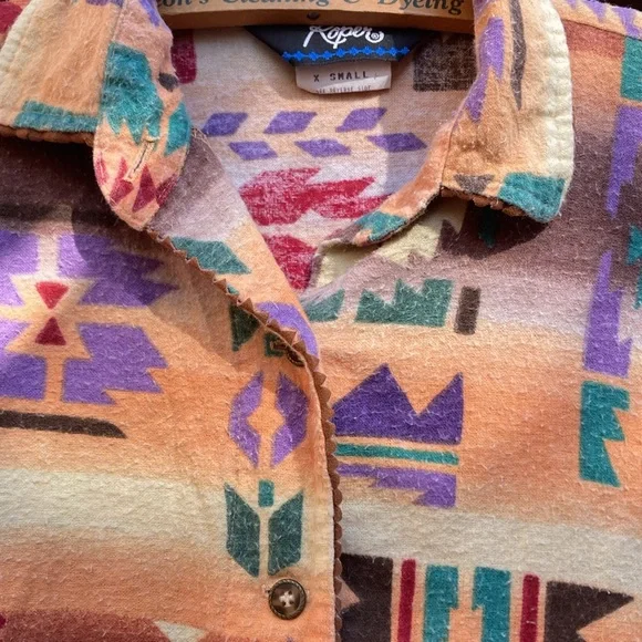 Vintage Roper Southwestern print flannel shirt - Picture 6 of 11